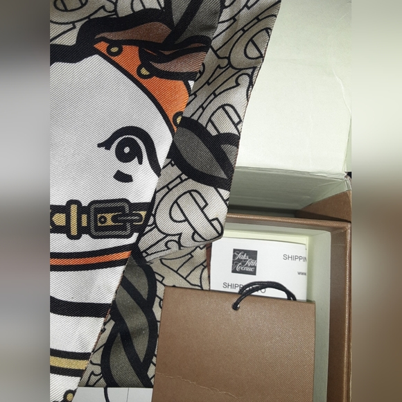 Burberry Unicorn and Monogram Print Silk Skinny Scarf - Picture 3 of 5